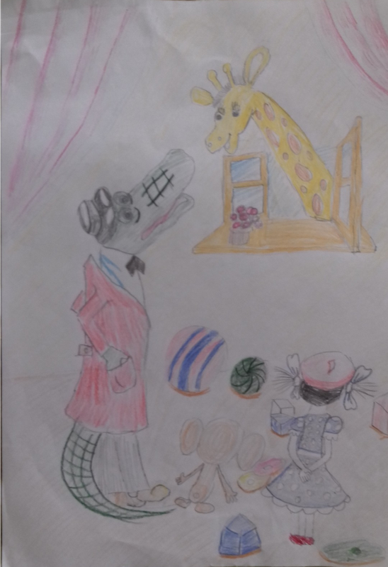 Детский рисунок - Крокодил Гена и друзья