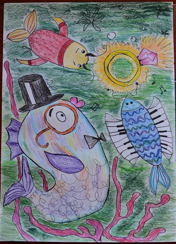 Детский рисунок - Чудные рыбы