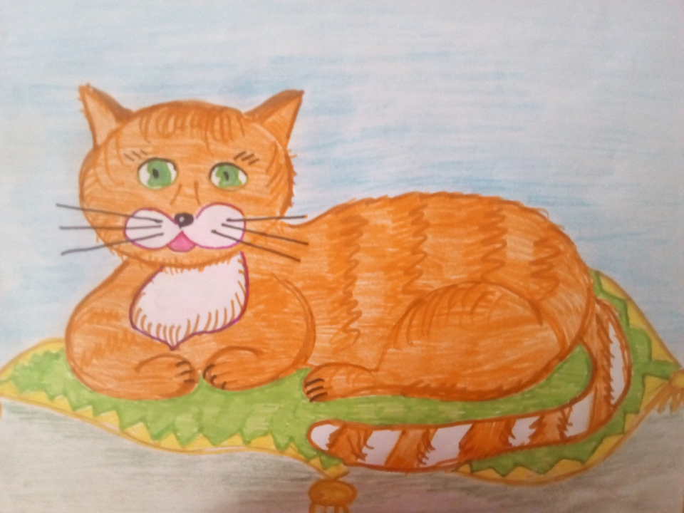 Детский рисунок - Кошка Мурка