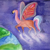 Рисунок "Крылатый Птице-Конь" на конкурс "Конкурс детского рисунка “Невероятные животные - 2018”"