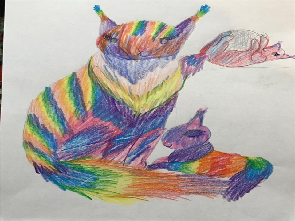 Детский рисунок - Радужные котята