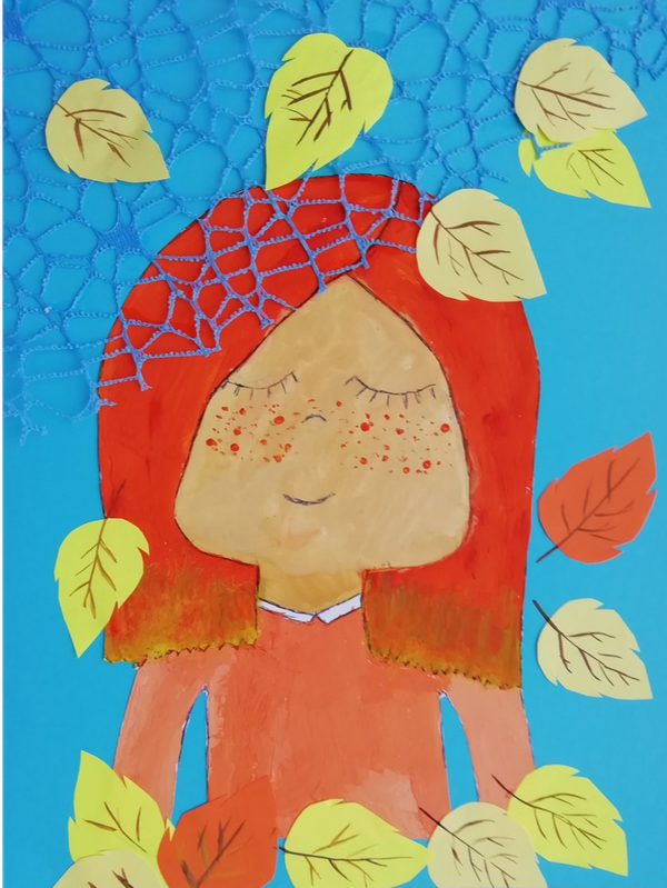 Детский рисунок - Девочка осень