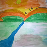 Рисунок "На рассвете" на конкурс "Конкурс детского рисунка “Мой родной, любимый край”"