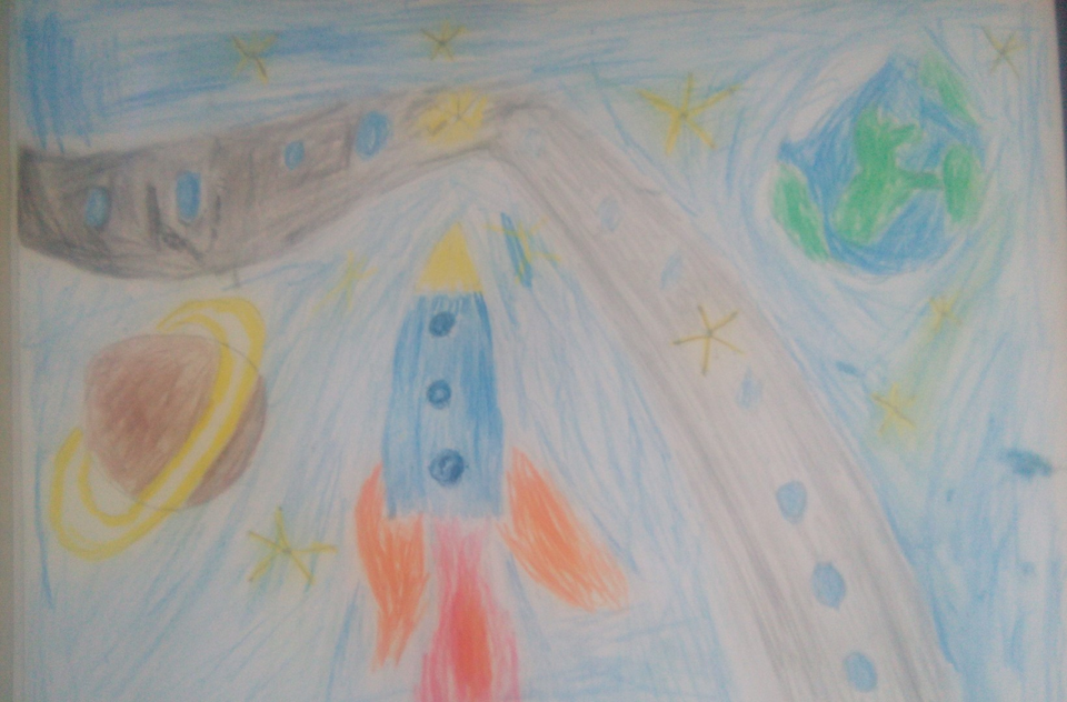 Детский рисунок - чудесный космос