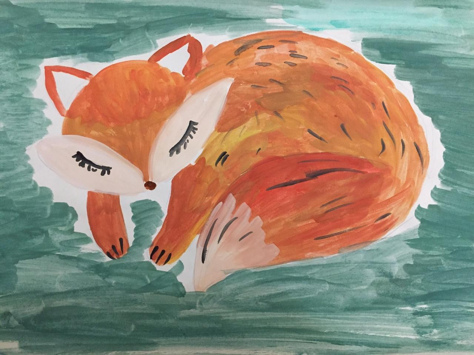 Детский рисунок - Милая лисичка