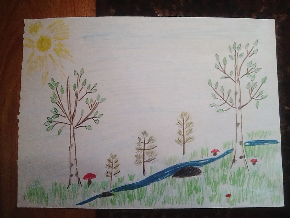 Детский рисунок - Летний лес