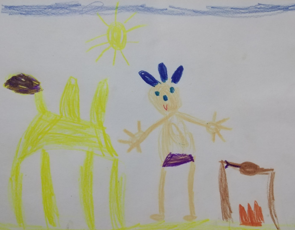 Детский рисунок - Индеец в пустыне