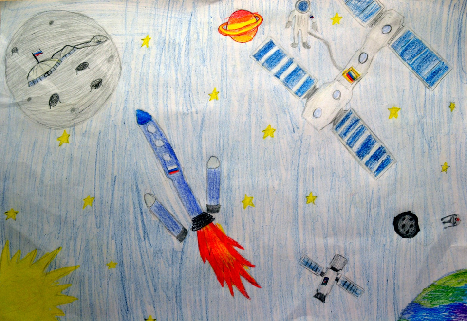 Детский рисунок - будущее космонавтики России