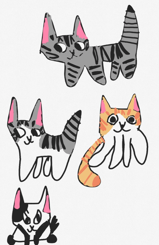 Детский рисунок - Кошечка Чи и её друзья