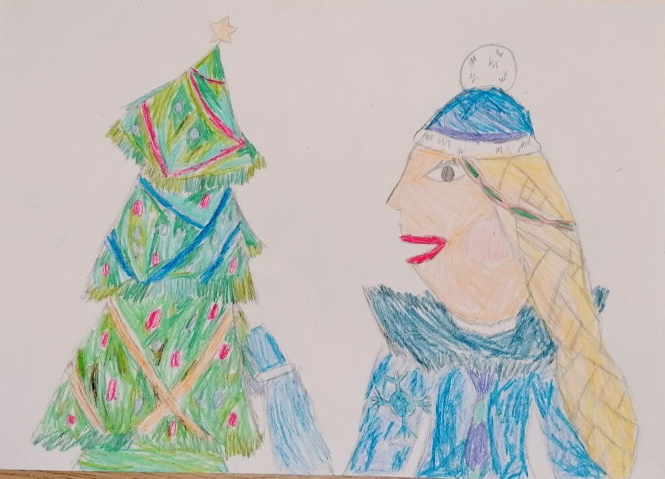 Детский рисунок - Снегурочка