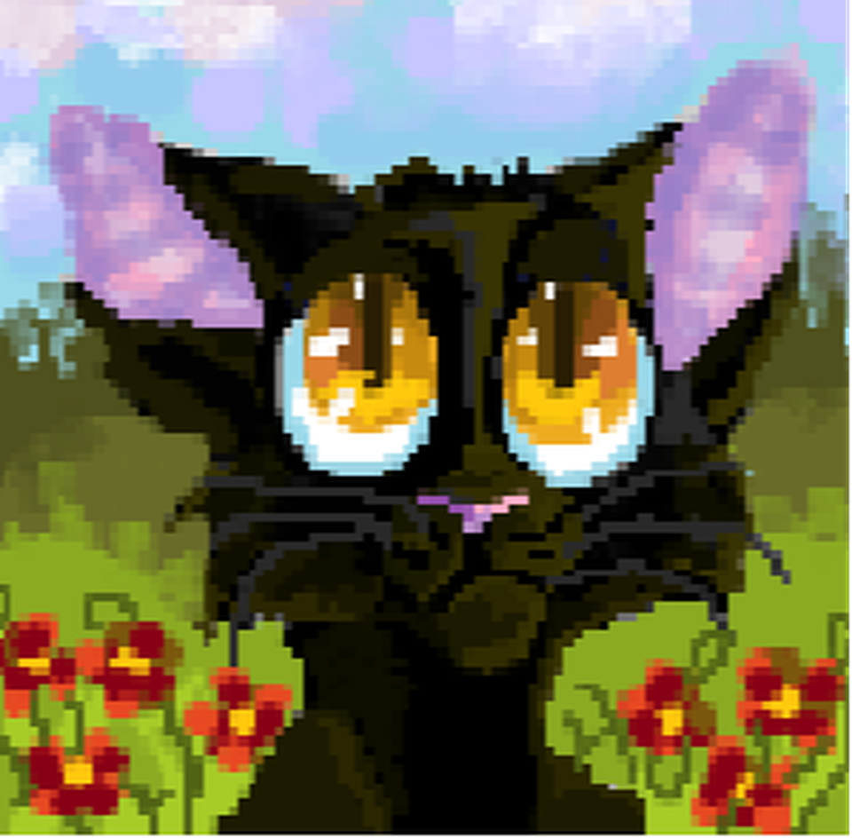Детский рисунок - пиксельный кот