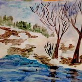 Рисунок "Река Ишим" на конкурс "Конкурс детского рисунка “Мой родной, любимый край”"