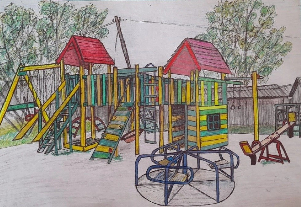 Детский рисунок - Детская площадка
