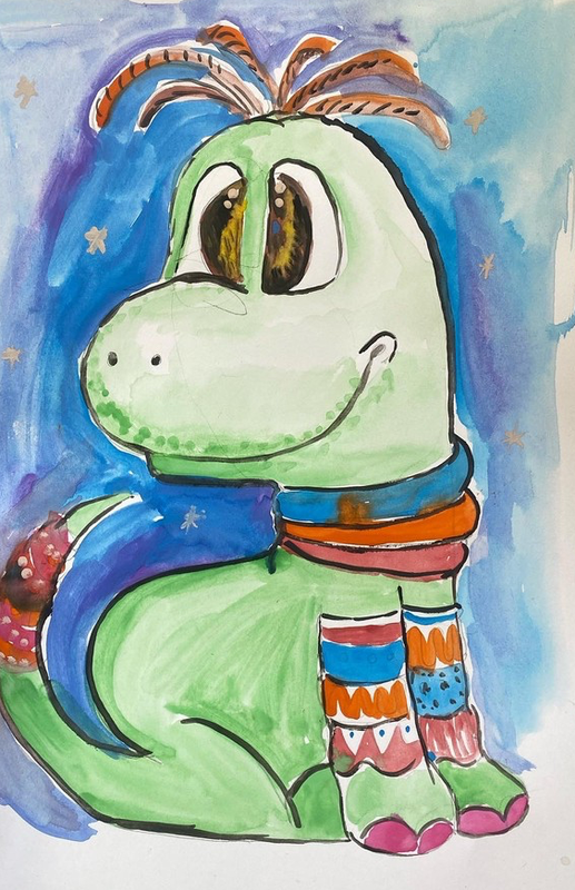 Детский рисунок - Мой любимый динозаврик