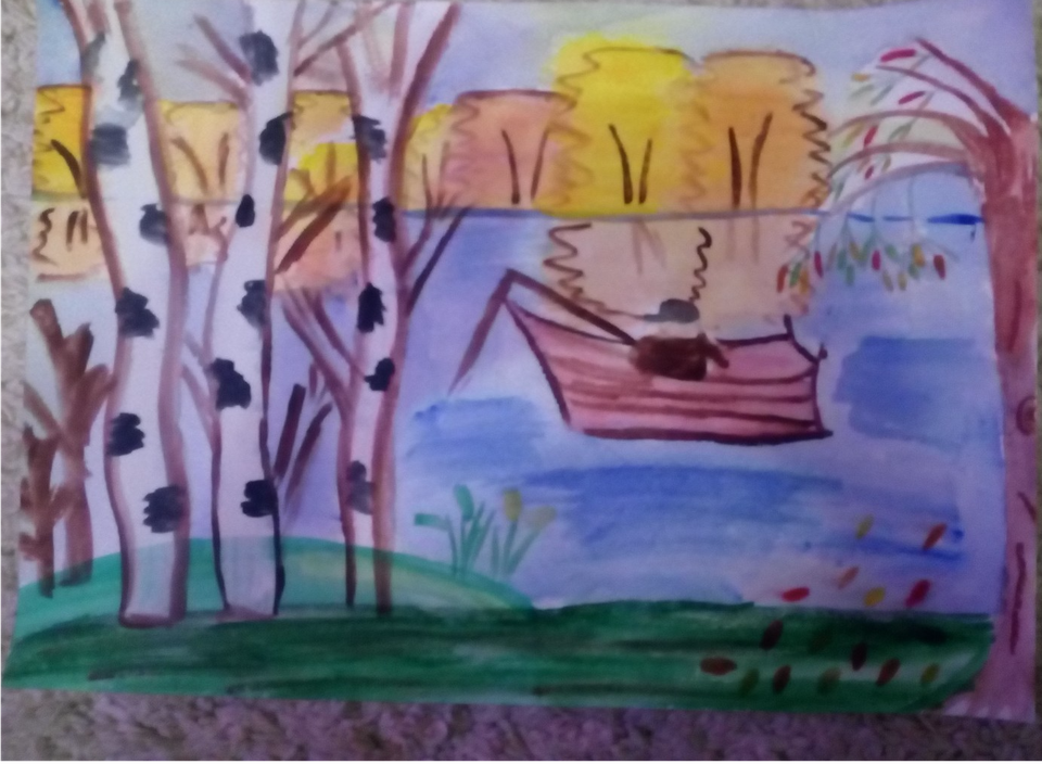 Детский рисунок - Осенний пейзаж