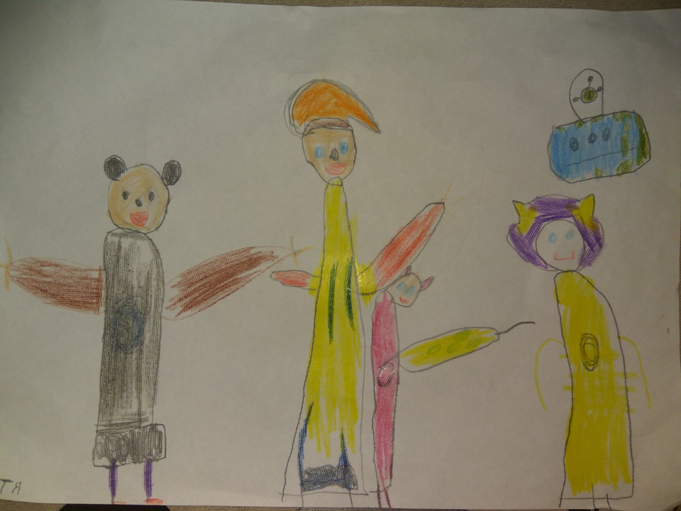 Детский рисунок - Кукутики и инопланетяне