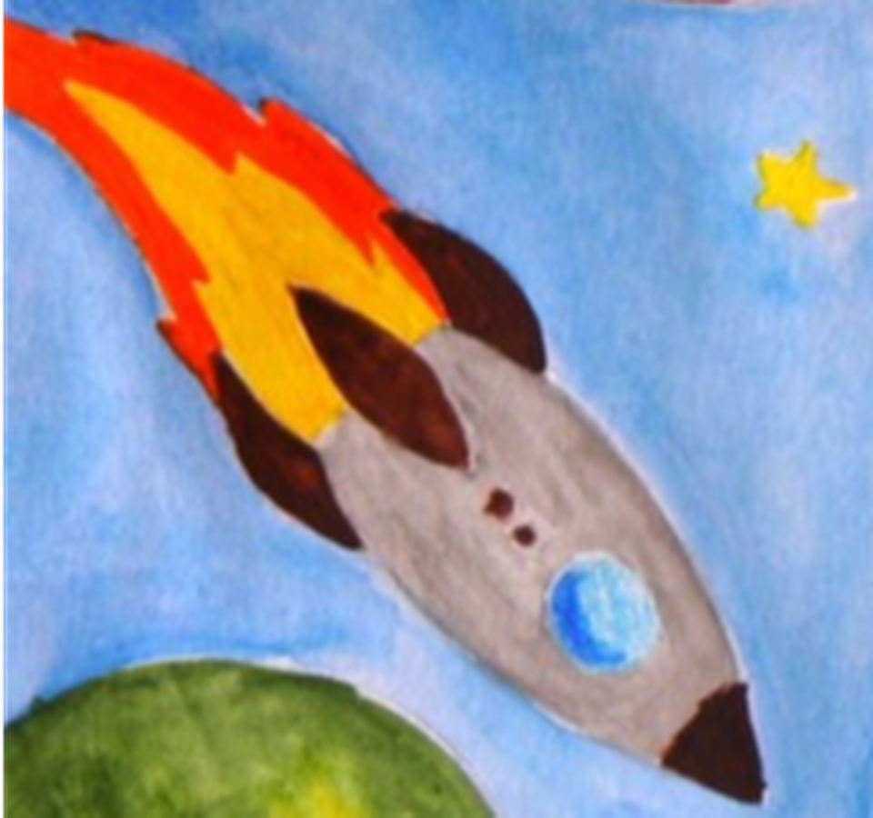 Детский рисунок - Полёт на Луну