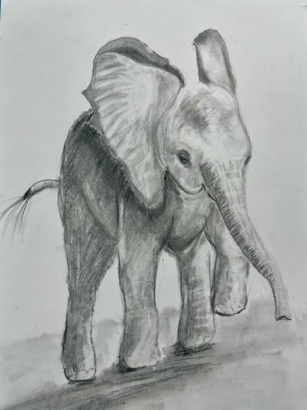 Детский рисунок - Слоненок