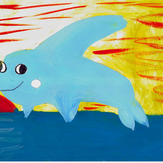 Рисунок "Радостный дельфин" на конкурс "Конкурс детского рисунка "Рисовашки и друзья""