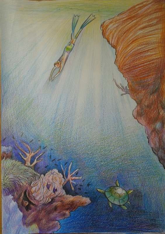 Детский рисунок - Путешествие в подводный мир