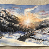 Рисунок "Рассвет в горах"