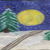 Рисунок "Полнолуние в зимнем лесу" на конкурс "Конкурс творческого рисунка “Свободная тема-2022”"