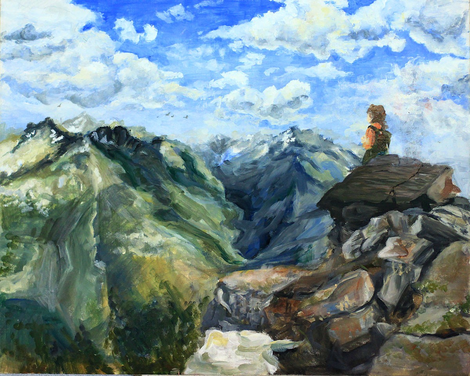 Детский рисунок - Путешествие в горы