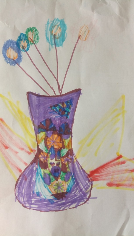 Детский рисунок - Ваза с цветами