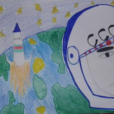 Рисунок "Первый полёт Гагарина" на конкурс "Конкурс детского рисунка “Таинственный космос - 2018”"