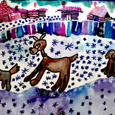 Рисунок "Вечерняя зимняя прогулка" на конкурс "Конкурс творческого рисунка “Свободная тема-2019”"