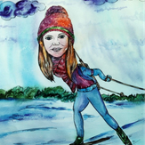Рисунок "Моя тетушка на лыжах" на конкурс "Конкурс творческого рисунка “Моя Семья - 2019”"