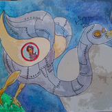 Рисунок "Баба -Яга летит на Луну" на конкурс "Конкурс детского рисунка по 6-й серии сериала Рисовашки "На Луну""