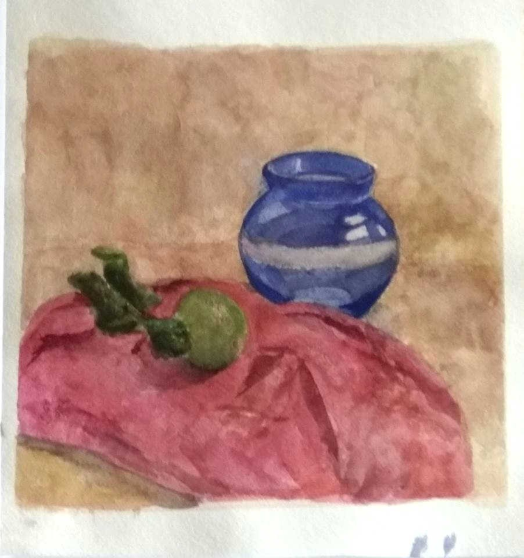 Детский рисунок - Натюрморт со стекляной вазой