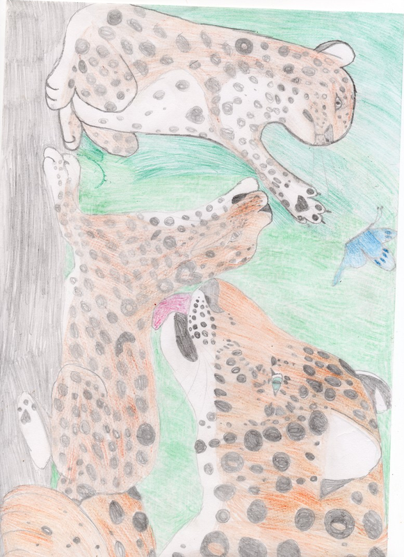 Детский рисунок - Семья леопардов