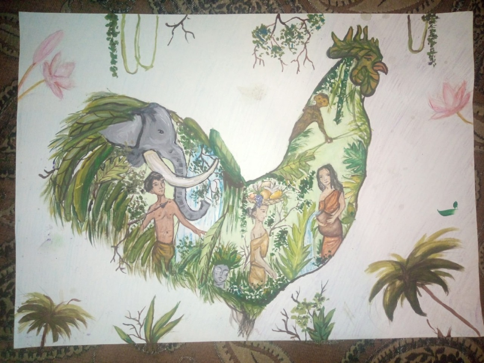 Детский рисунок - волшебные сны- индийский петух