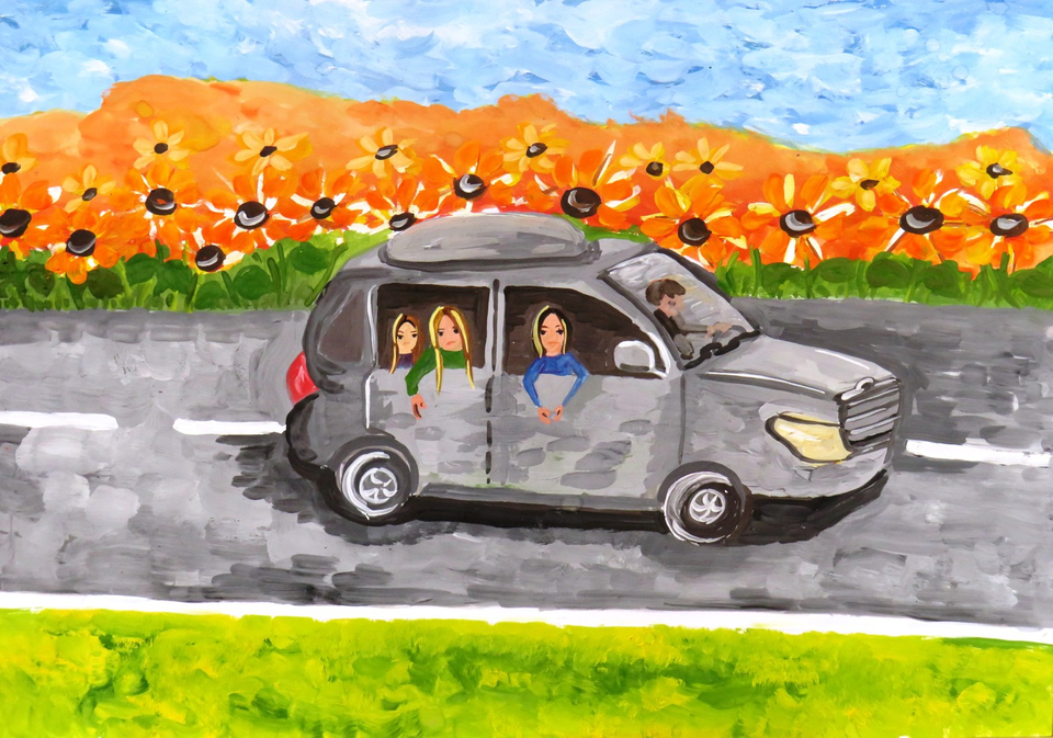 Детский рисунок - Мы едем в Крым