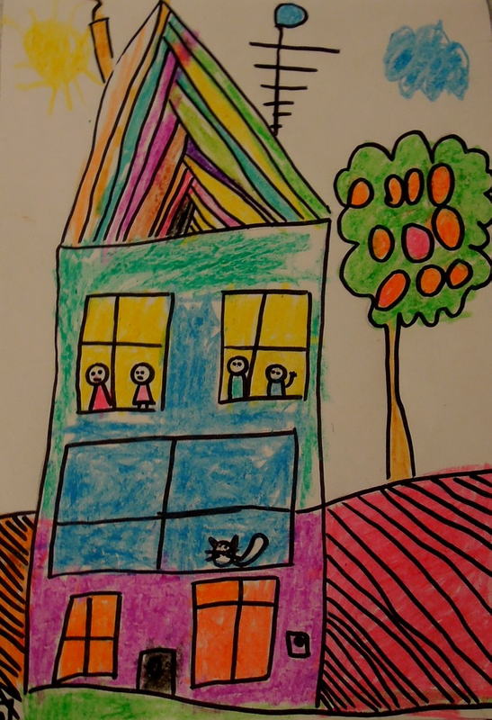 Детский рисунок - Мой дом - моя семья