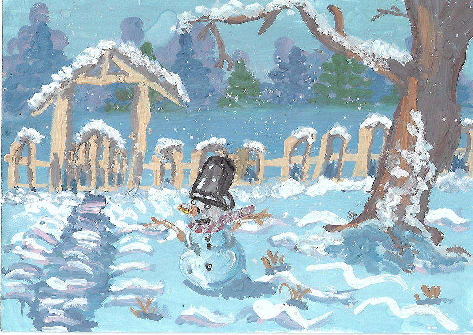 Детский рисунок - Зимний день