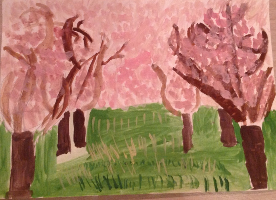 Детский рисунок - Яблоневый сад