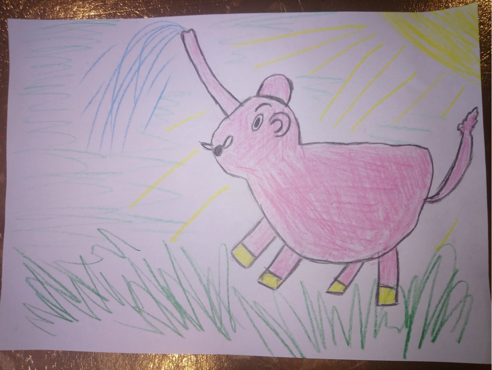 Детский рисунок - Верный слон