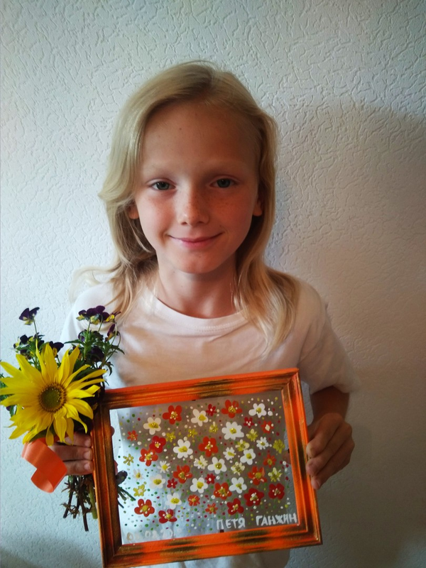 Детский рисунок - Садовые цветы