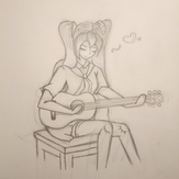 Рисунок "Девушка с гитарой"