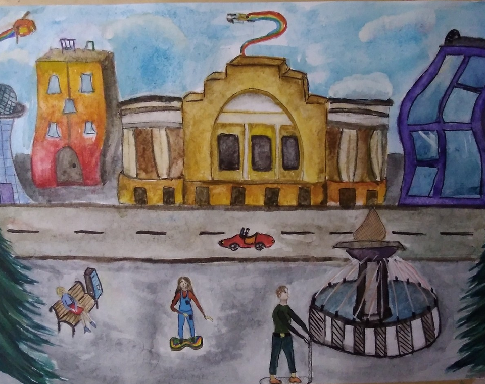 Детский рисунок - Ярославль - город будущего