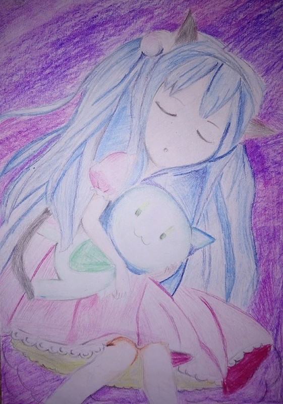 Детский рисунок - Спящая Тсукико