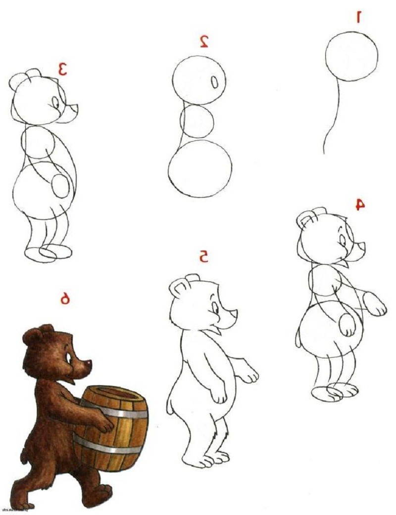 Сказочный герой поэтапно. Поэтапное рисование медведя. Поэтапное рисование медведя для детей. Как нарисовать медведя РО этапно. Медведь пошагово рисунок.