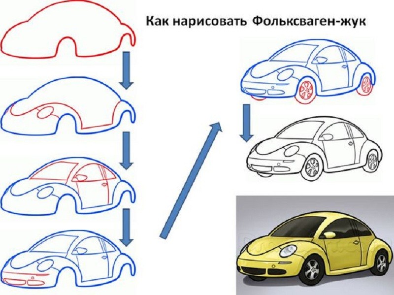 Как нарисовать фольксваген