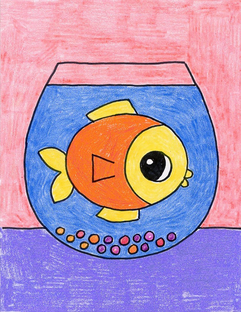 Нарисовать аквариум с рыбками ребенку