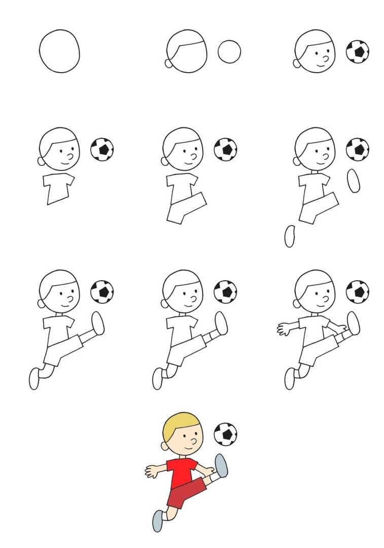 Как нарисовать форварда (футбол) с помощью фото-схем в любой технике?