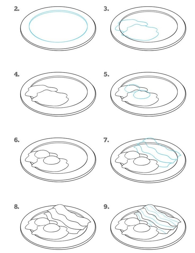 Как рисовать тарелку. Поэтапное рисование еды. Рисование еда пошагово. Блюдо для рисования детям. Рисунки по этапно еда.