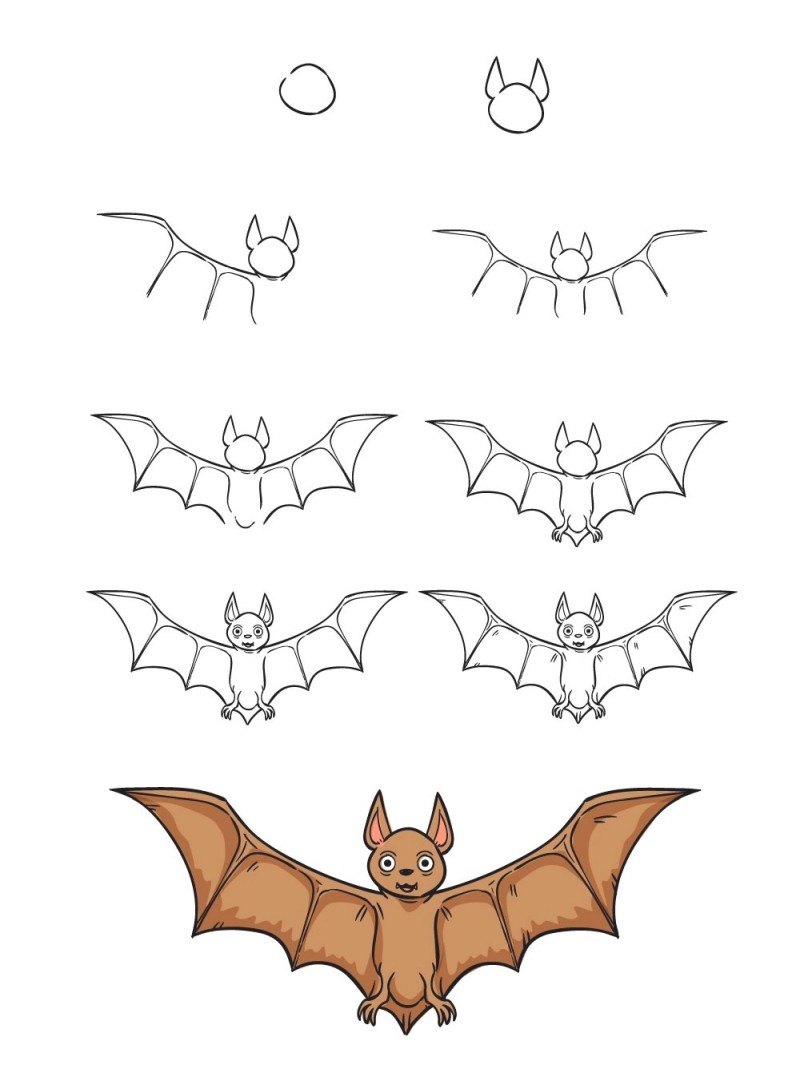 How to draw bat picture easy